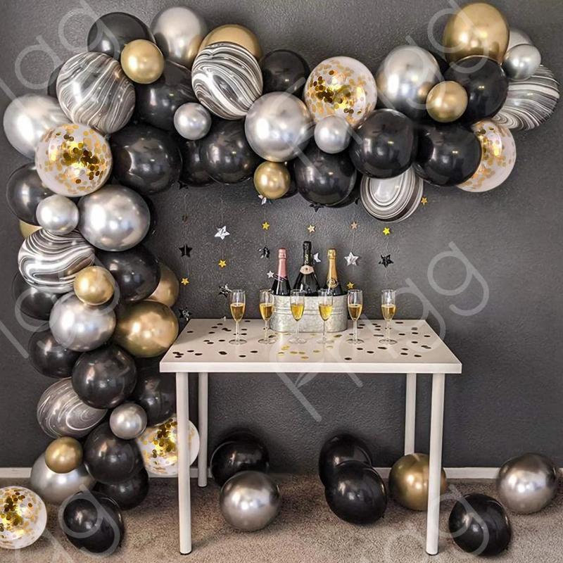 Party Decoration 121pcs Balloon Garland Arch Kit Chrome Gold Black Balloons Latex Globos Wedding Hawaiian Birthday Decorations
