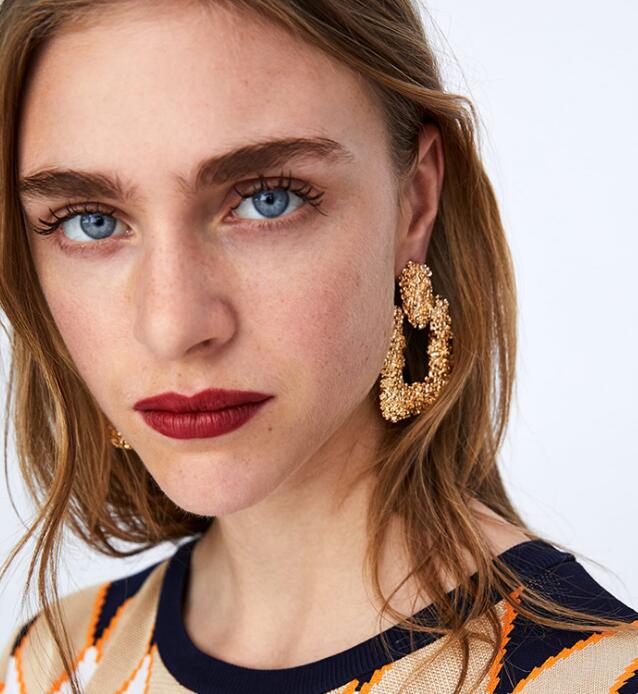 Big Vintage Earrings For Women Color Golden Geometric Statement Earrings 2018 Metal Earing Hanging Trend Jewelry