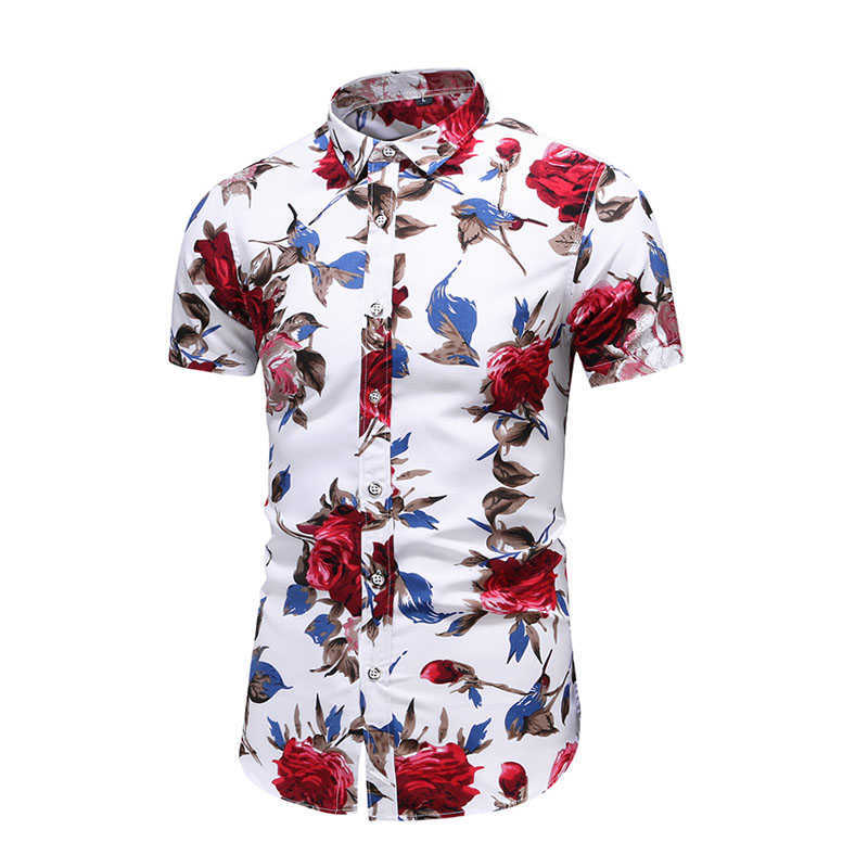 Big Size Men 5XL 6XL 7XL Summer Shirts Men Casual Beach Short Sleeve Floral Printed Hawaiian Shirts 210528