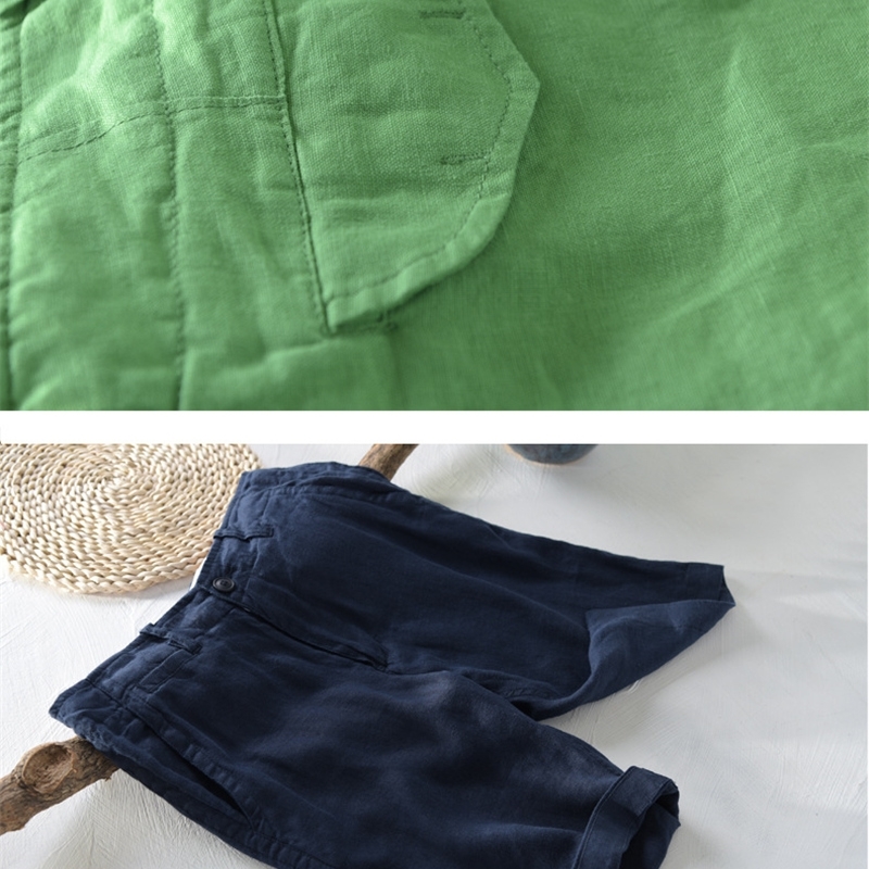 6 color summer men's Linen shorts solid beach pants loose youth casual 5point pants Short Trousers Men Bermuda 2938 T200512