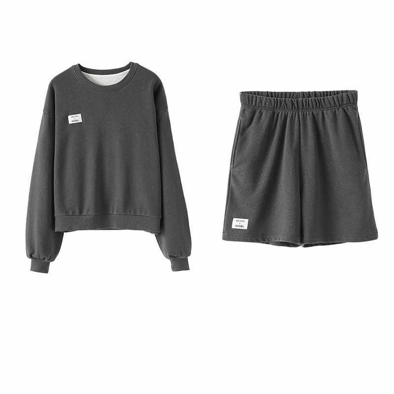 Casual Sports Suit Women's Spring Autumn O-Neck Sweatshirt High Waist Shorts Female Tracksuits Two-piece Set 210607, Gray
Casual Sports Suit Women's Spring Autumn O-Neck Sweatshirt High Waist Shorts Female Tracksuits Two-piece Set 210607, Gray