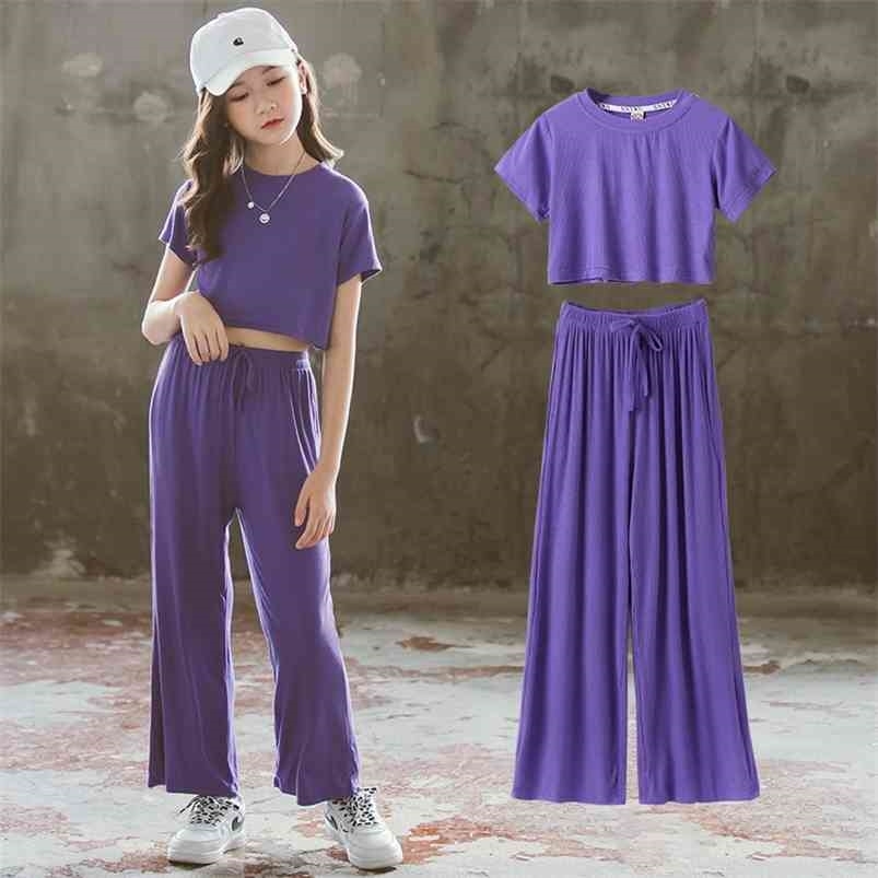 Summer Children Sets Casual Short Sleeve O Neck T-shirt Purple Solid Trousers 2Pcs Girls Clothes 3-12T 210629, Gray
Summer Children Sets Casual Short Sleeve O Neck T-shirt Purple Solid Trousers 2Pcs Girls Clothes 3-12T 210629, Gray