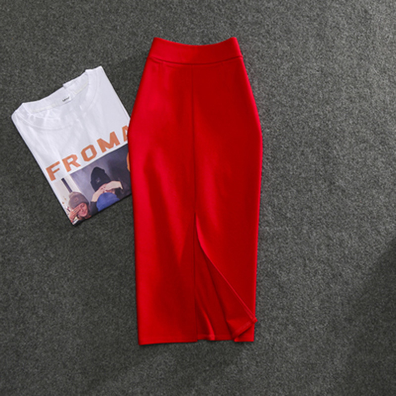 High Waist Pencil - Solid Color Slim Fit Stretchy Office Skirt For Women, Summer
