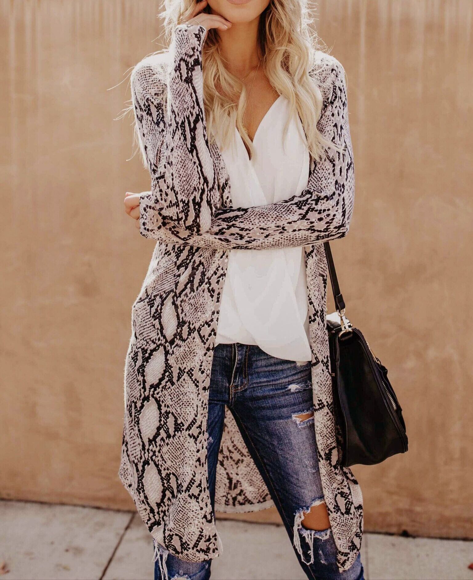 Womens Leopard Camouflage Kimono Cardigan Open Front Boho Camo Long Sleeve Long Maxi Jacket Casual Standard Regular V-neck 210218