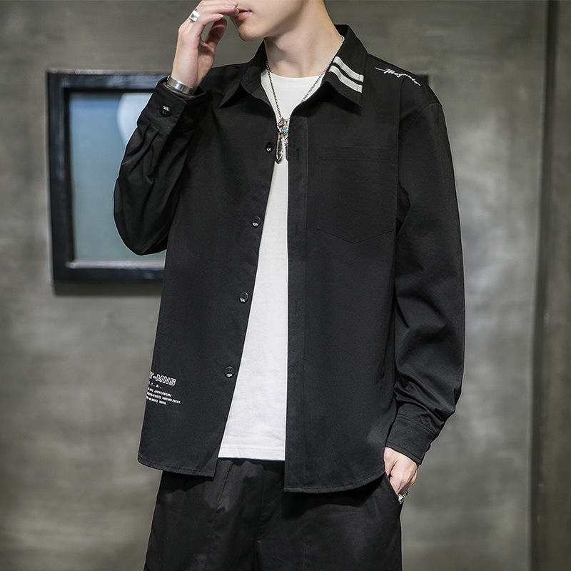 spring and summer able element men's long sleeve korean handsome coat fashion casual shirt men, White;black
spring and summer able element men's long sleeve korean handsome coat fashion casual shirt men, White;black