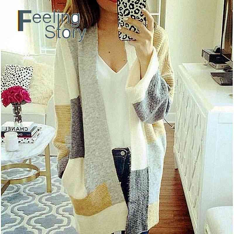Women' Knitted Striped Plaid Long Cardigan Sweater Sleeve Female Soft Sweaters Cardigans Spring Coat Plus Size 210603, Yellow
Women' Knitted Striped Plaid Long Cardigan Sweater Sleeve Female Soft Sweaters Cardigans Spring Coat Plus Size 210603, Yellow