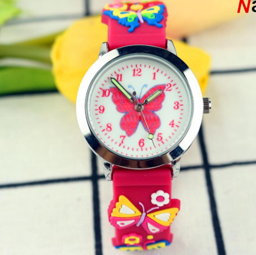

Watches 3D Cartoon kids silica gel Wristwatches Butterfly Luminous hand Candy jelly Silicone Wristwatch for boys girls, Leave a message about color