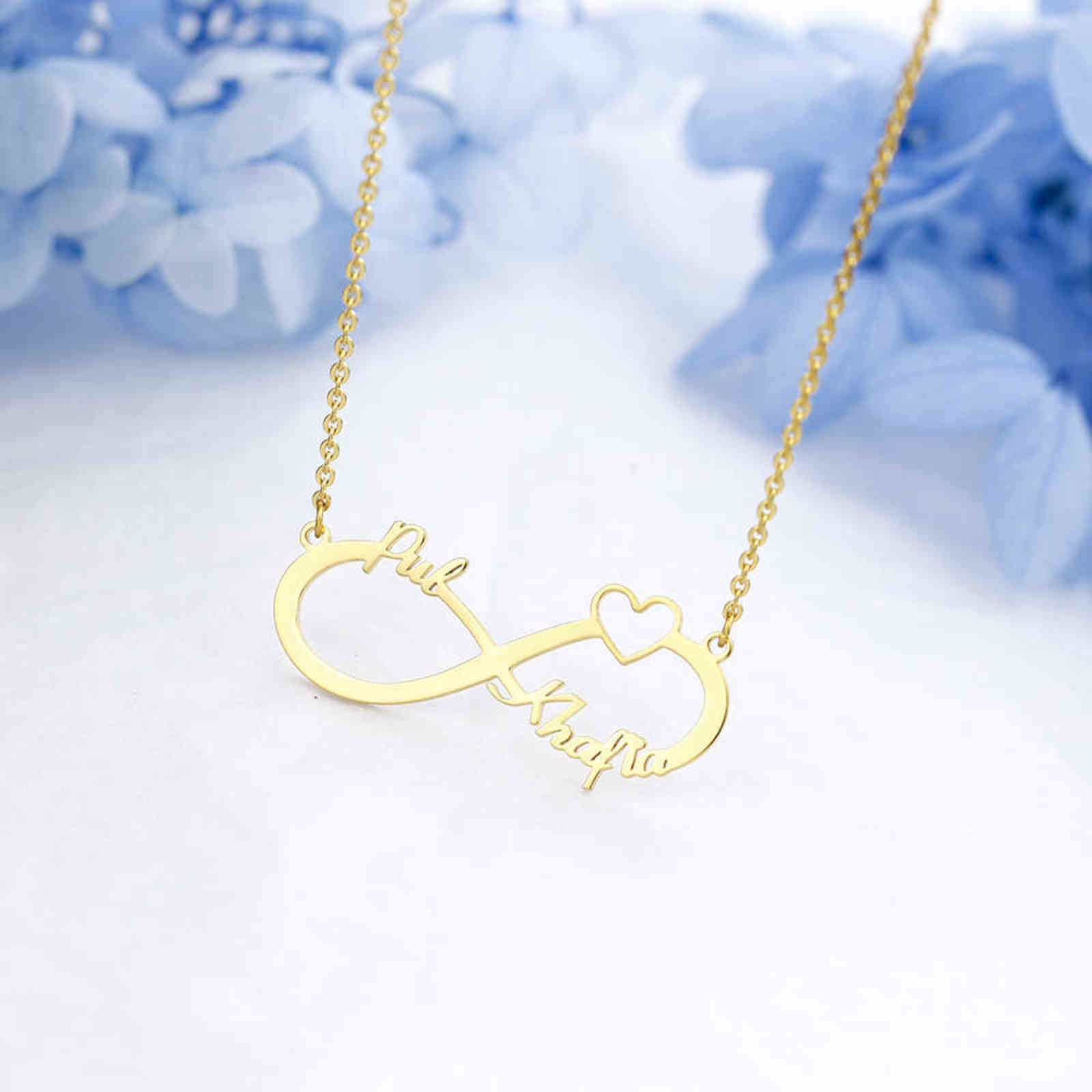 Stainless Steel Custom Name Necklace Personalized Rose Gold Silver Infinity Pendant Friendship Necklace Jewelry Friend Gift 211123