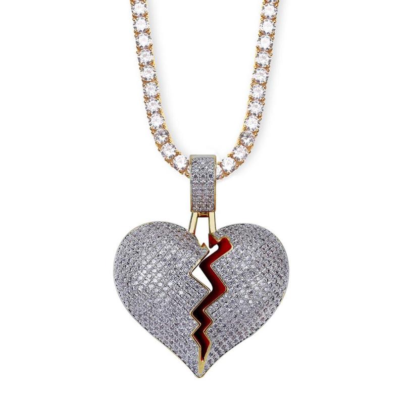 Pendant Necklaces Fashion Broken Heart Iced Out Chain Necklace Statement Gold Color Cubic Zirconia Tennis Hip Hop Mens Jewelry Gift
Pendant Necklaces Fashion Broken Heart Iced Out Chain Necklace Statement Gold Color Cubic Zirconia Tennis Hip Hop Mens Jewelry Gift