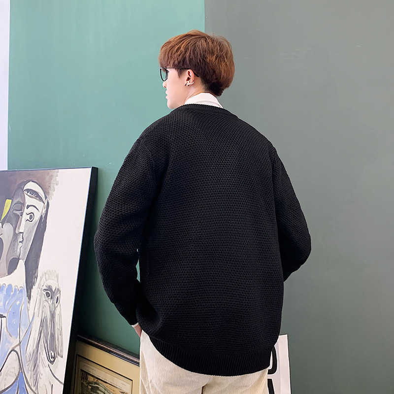 Mens Knit Winter Coats for Korean Fashion Trends Cardigan Oversized Button Sweater Crewneck Harajuku Streetwear Vintage Clothing 210929