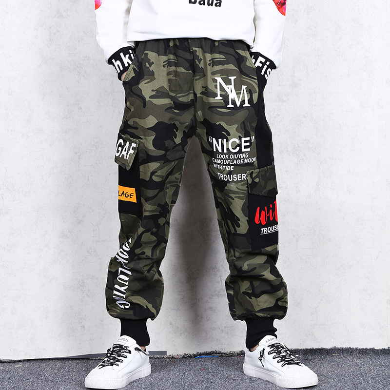 Winter Boys Girls Warm Clothing Camouflage pants Thicken Kids Child Velvet Trousers Clothes 5 6 7 8 9 10 11 12 13 14 Year 210306