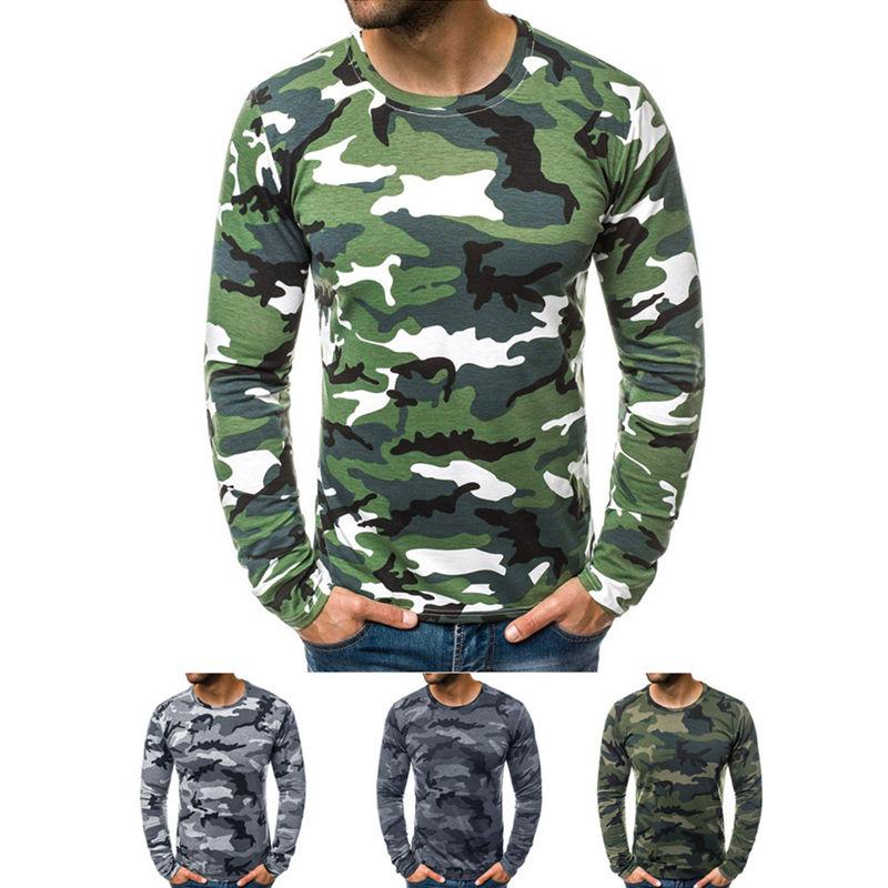 Mens Camouflage Round Neck T-shirt Fashion Trend Long Sleeve Casual Skinny Tops Tees Clothing Spring Male New Slim Folds Tshirt
Mens Camouflage Round Neck T-shirt Fashion Trend Long Sleeve Casual Skinny Tops Tees Clothing Spring Male New Slim Folds Tshirt