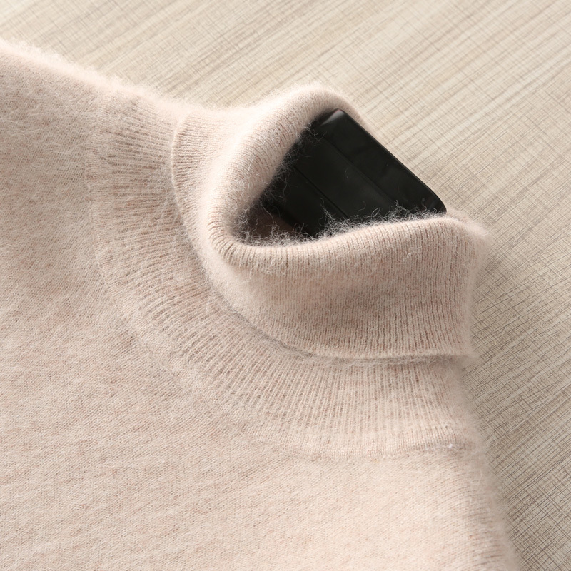 Man Jumpers 100% Mink Cashmere Knitted Sweaters Hot Sale Soft Turtleneck Winter Thick Warm Jumpers 8Colors Men Sweater 201022