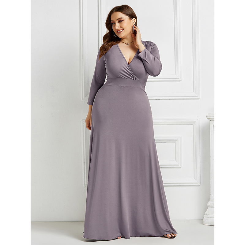 Fashion Solid Color Long Dress Deep V-neck Plus Size Long-sleeved Jumpsuit Party, Black
Fashion Solid Color Long Dress Deep V-neck Plus Size Long-sleeved Jumpsuit Party, Black