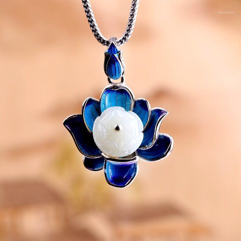 Inlaid With Natural Hetian Chalcedony Lotus Canopy Pendant Necklace Enamel Color Chinese Style Retro Charm Women's Jewelry Chains
Inlaid With Natural Hetian Chalcedony Lotus Canopy Pendant Necklace Enamel Color Chinese Style Retro Charm Women's Jewelry Chains