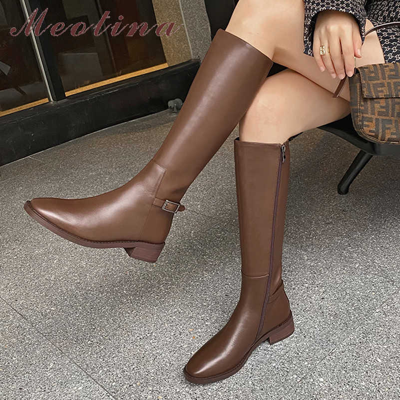 Meotina Med Heel Riding Boots Woman Real Leather Knee High Boots Zip Thick Heel Long Boots Buckle Female Shoes Autumn Winter 43 210608, Brown velvet lining
Meotina Med Heel Riding Boots Woman Real Leather Knee High Boots Zip Thick Heel Long Boots Buckle Female Shoes Autumn Winter 43 210608, Brown velvet lining