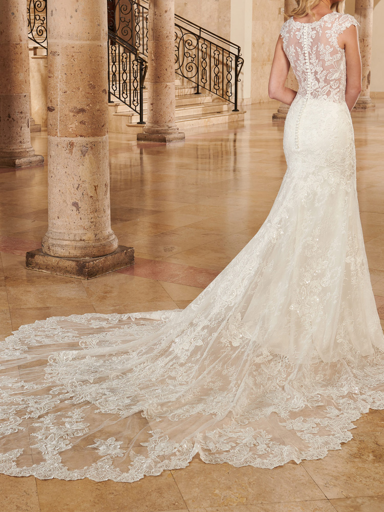 Lace Mermaid Wedding Dresses Court Train Bridal Gowns Zipper with Buttons Back