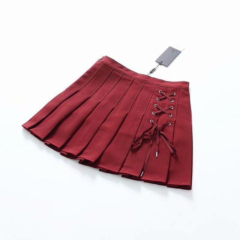 Gothic Punk Pleated Skirt Ladies Black Red Mini Summer High Waist Red Plaid Harujuku Short Skirts 210309