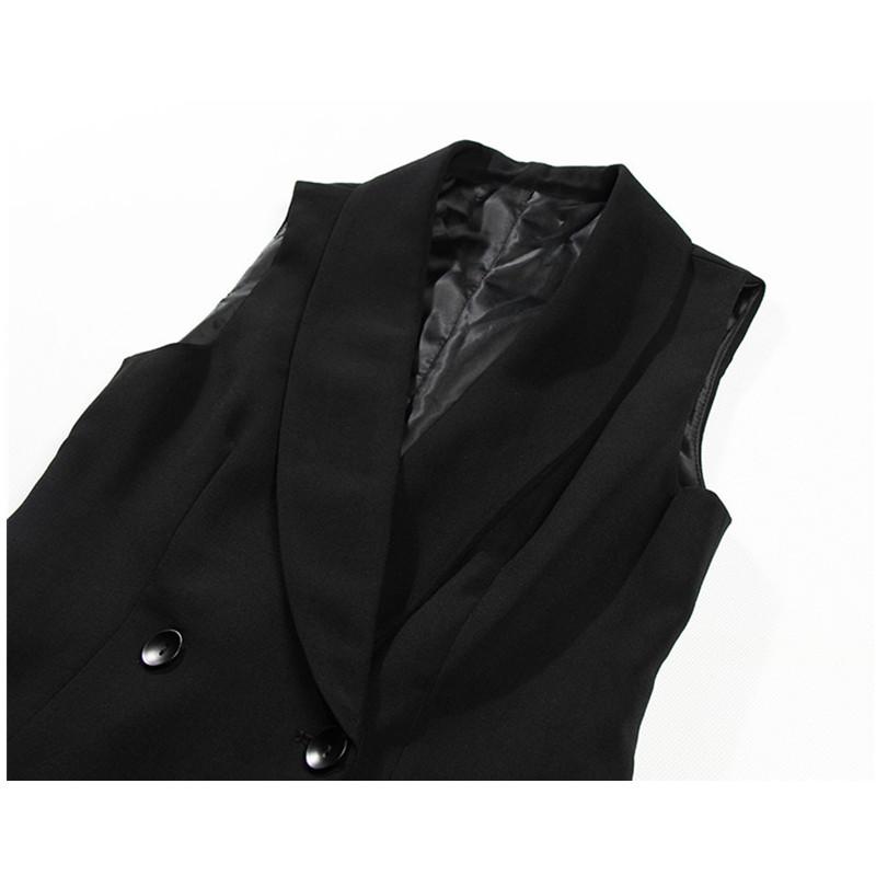Women's Vests Lace Spliced Vest Waistcoat Ruffles Pleated Women Suit Coat Sleeveless Jacket Tailored Collar Black Female Long Coats
