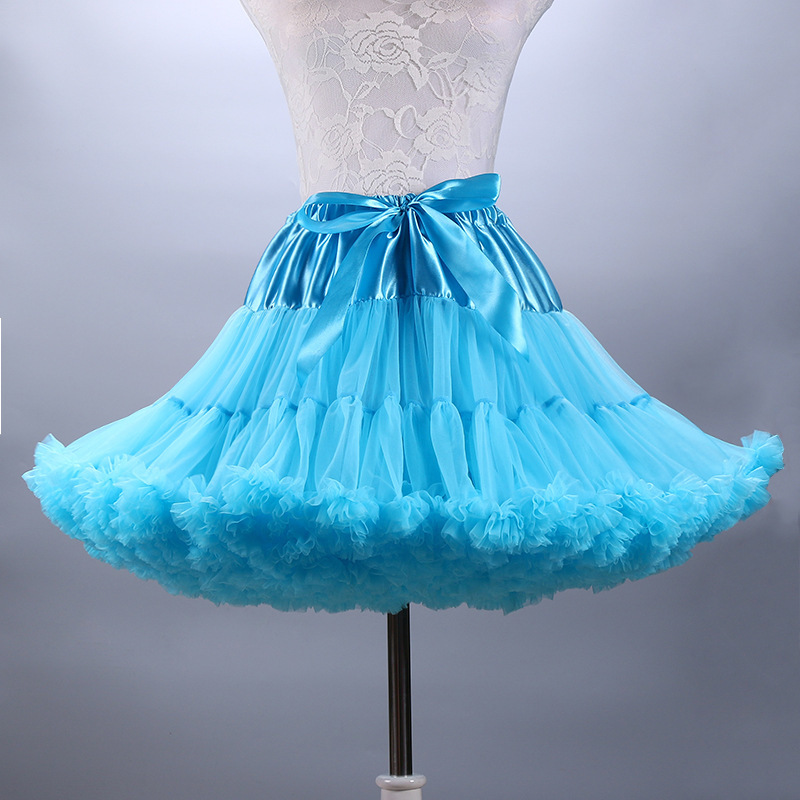 Fluffy Women's Tutu Skirt Adult Tulle Short Petticoat with Ruffles 12 Colors 210309
