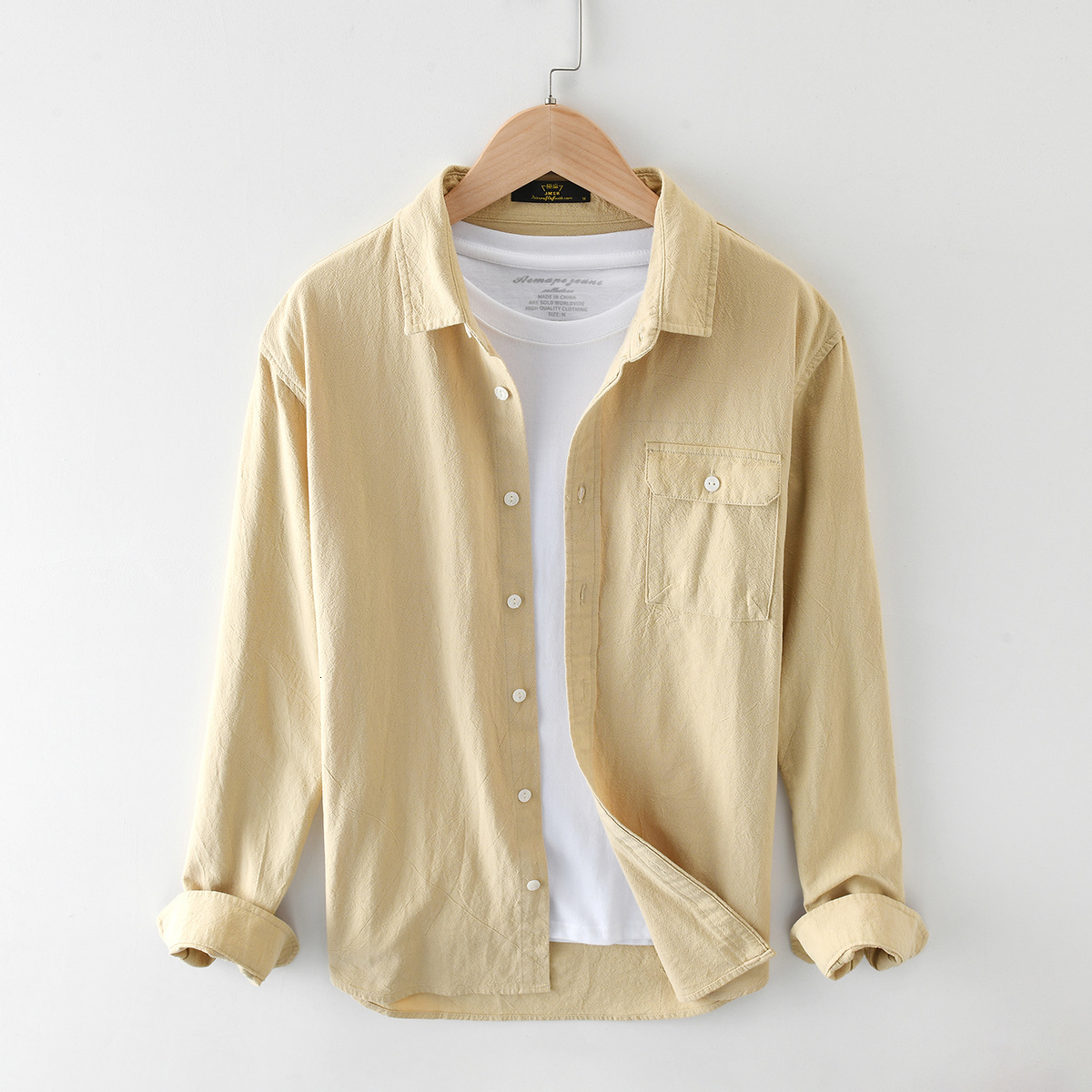2021 New Men's Long of Cotton Breast Pocket Leisure Tide Shirt Fall Wear Top Lapel Sports P40u, Yellow
2021 New Men's Long of Cotton Breast Pocket Leisure Tide Shirt Fall Wear Top Lapel Sports P40u, Yellow