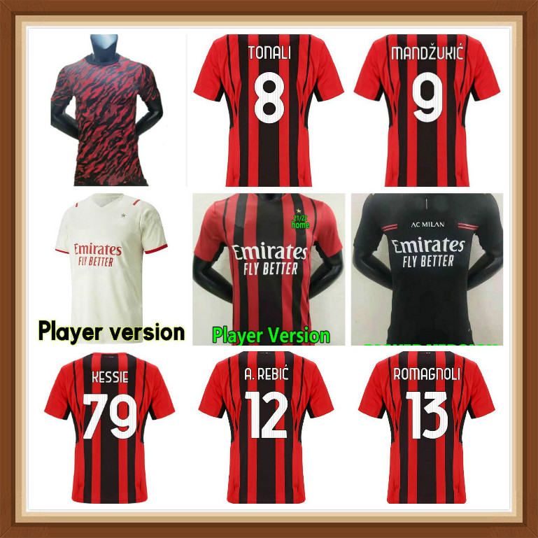 21 22 AC jersey milan Rossoneri Fans soccer Player version jerseys IBRAHIMOVIC TONALI REBIC ROMAGNOLI ÃALHANOGLU football shirts men kid Uniformi POL, Black;yellow
21 22 AC jersey milan Rossoneri Fans soccer Player version jerseys IBRAHIMOVIC TONALI REBIC ROMAGNOLI ÃALHANOGLU football shirts men kid Uniformi POL, Black;yellow