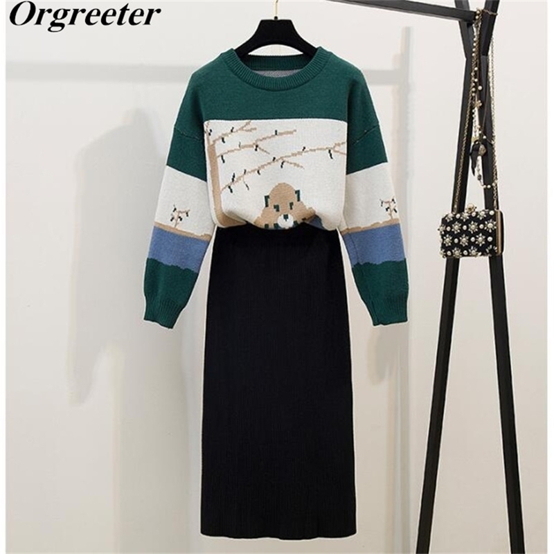 Fall Winter Sweater Knitted Skirt Two Piece Sets Women Loose cartoon animals Print Jumper Tops and Long Split Outfits 210602, Only skirt
Fall Winter Sweater Knitted Skirt Two Piece Sets Women Loose cartoon animals Print Jumper Tops and Long Split Outfits 210602, Only skirt