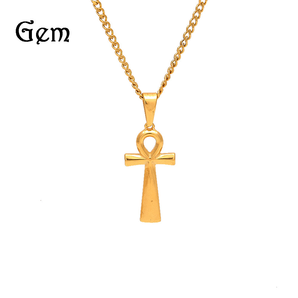 Trendy hip hop men's stainless steel Ankh Pendant Ankh Pendant vacuum plated necklace