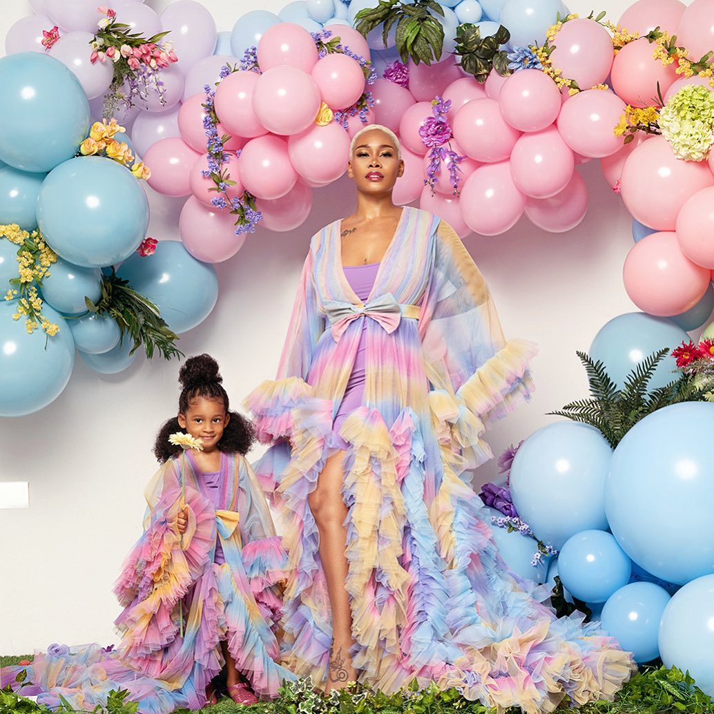 Colorful Tulle Sleepwear Robes Maternity Women Rainbow Bridal Ruffles Pregnant Woman Photoshoot Dress Long Sleeve Sheer Party Gowns