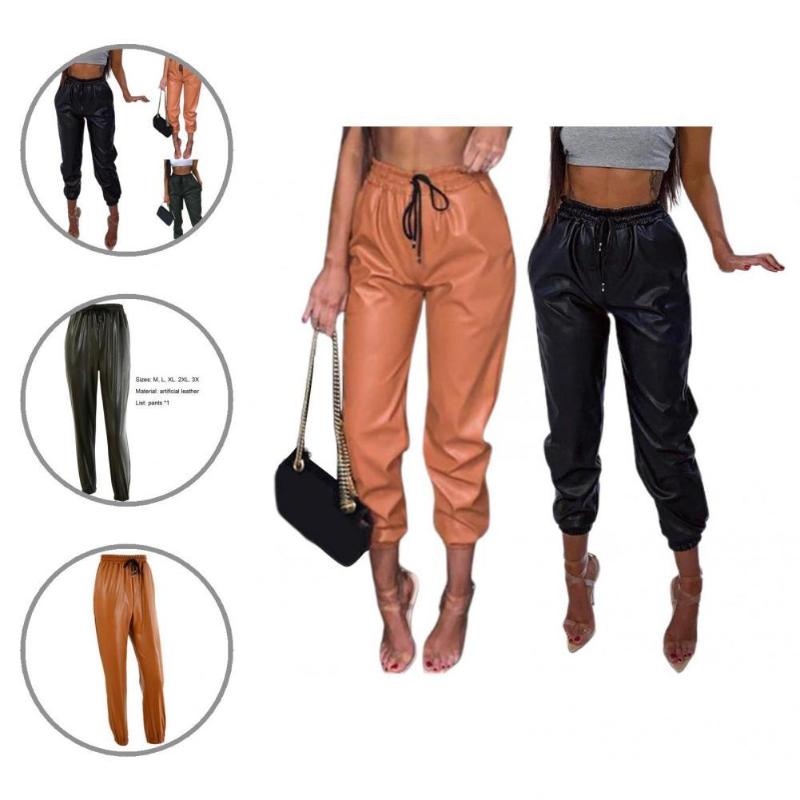 Women's Pants & Capris Joggers Simple Faux Leather Ankle Tied Stretchy Loose-fitting Trousers For Party Women Sweatpants, Brown
Women's Pants & Capris Joggers Simple Faux Leather Ankle Tied Stretchy Loose-fitting Trousers For Party Women Sweatpants, Brown
