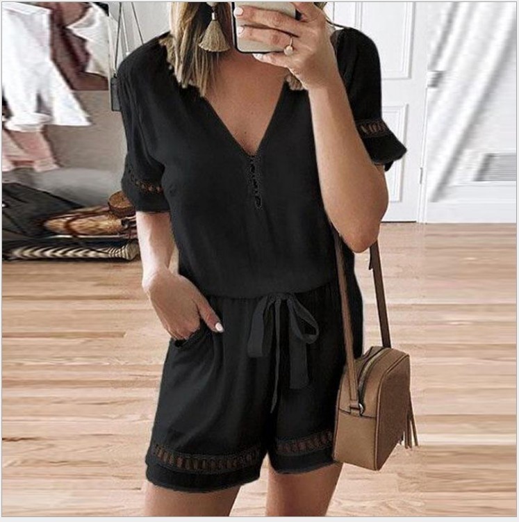 Jumpsuit Shorts White Black Blue Red Bandage Plus Size Xxxl Xxxxl Xxxxxl Romper Women Summer Overalls Combishort Femme Ete T200527