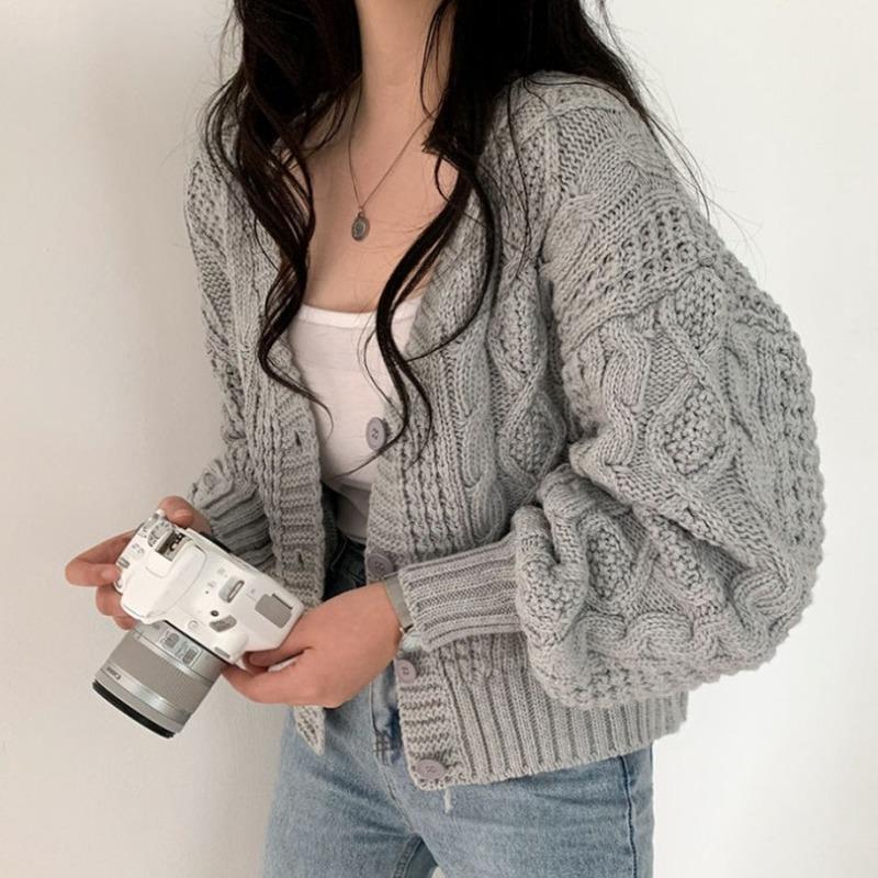 Women's Knits & Tees Pull Solid Loose V Neck Twist Sweater Knitted Short Lantern Sleeve Cardigans Coat Knitwear Autumn Wild Top Casual Lazy, White
Women's Knits & Tees Pull Solid Loose V Neck Twist Sweater Knitted Short Lantern Sleeve Cardigans Coat Knitwear Autumn Wild Top Casual Lazy, White
