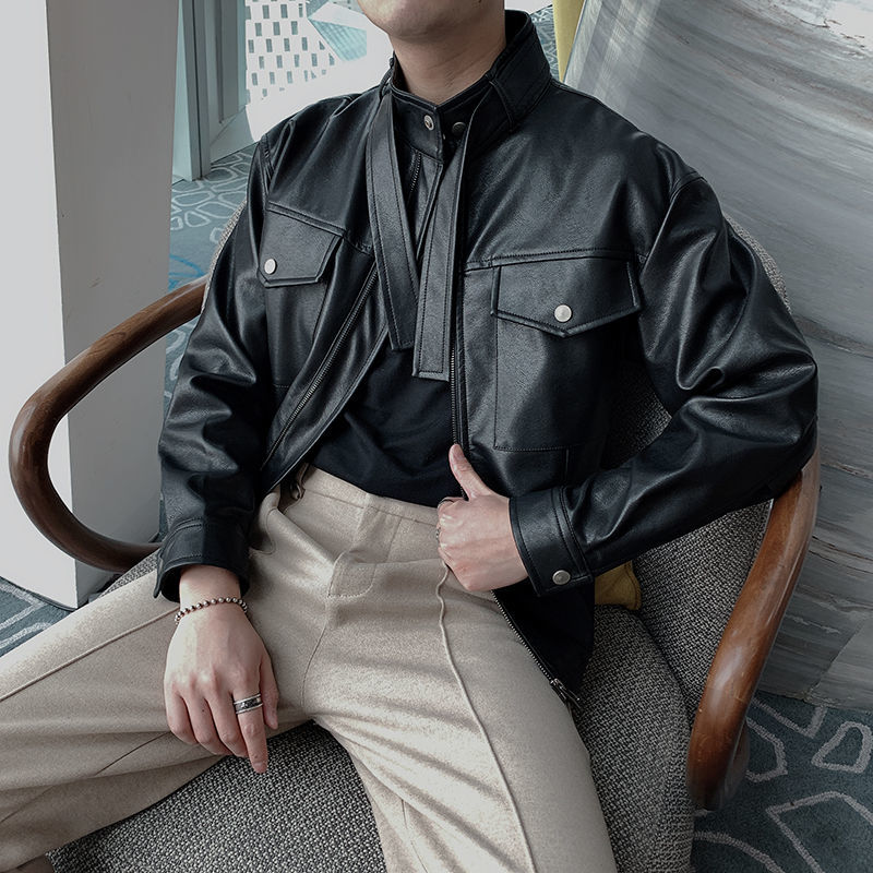 2021 New Style Short Leather Men's Fashion Casual Black Motorcycle Jackets Mens Streetwear Hip-hop Bomber Jacket Men F1kw
2021 New Style Short Leather Men's Fashion Casual Black Motorcycle Jackets Mens Streetwear Hip-hop Bomber Jacket Men F1kw