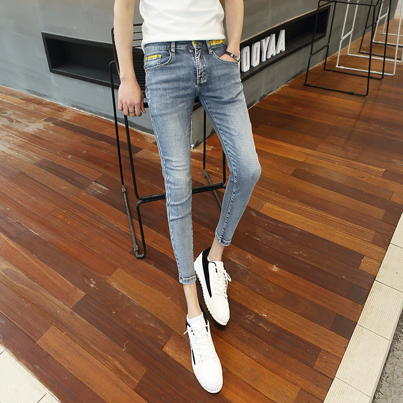 New 2021 Fashion Streetwear Casual Korean Summer Men's Slim Fit Light Blue Denim Jeans Young Boys Thin Teenager Pencil Pants
New 2021 Fashion Streetwear Casual Korean Summer Men's Slim Fit Light Blue Denim Jeans Young Boys Thin Teenager Pencil Pants