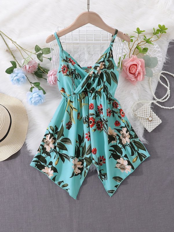 Toddler Girls Floral Print Asymmetric Hem Cami Dress SHE