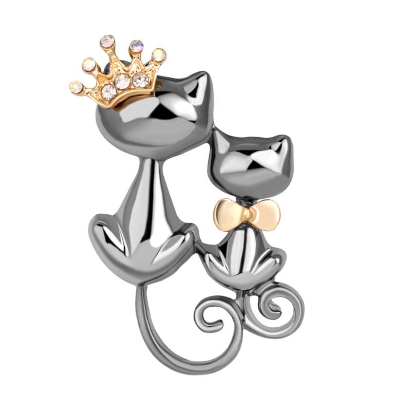 Pins, Brooches Animal Love Double Cat Brooch For Women Mysterious And Elegant With Crown Or Bow Adorn Sweater Accessories
Pins, Brooches Animal Love Double Cat Brooch For Women Mysterious And Elegant With Crown Or Bow Adorn Sweater Accessories