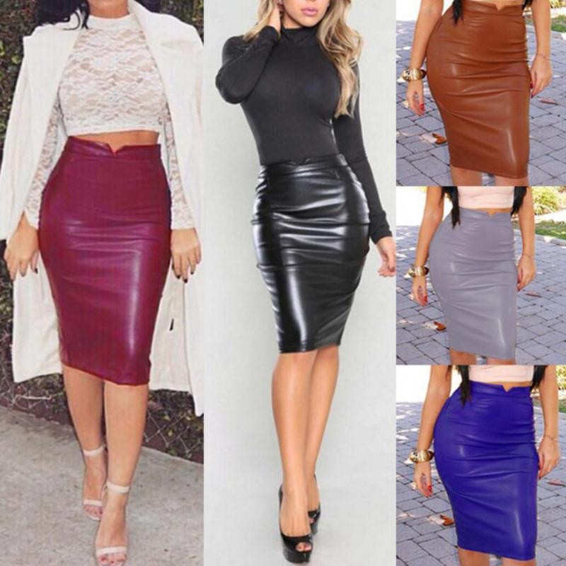 Skirts Fashion Women Solid Color Faux Leather High Waist Stretchy Sliming Bodycon Skirt, Black
Skirts Fashion Women Solid Color Faux Leather High Waist Stretchy Sliming Bodycon Skirt, Black