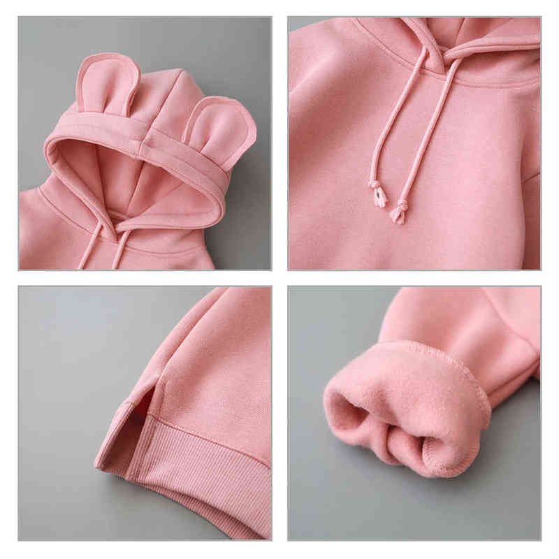 Pink/Grey/Yellow/Green/Bury Hoodie for Kids Autumn Winter Warm Sweater Fashion Boys and Girls Pullover Costume 220118