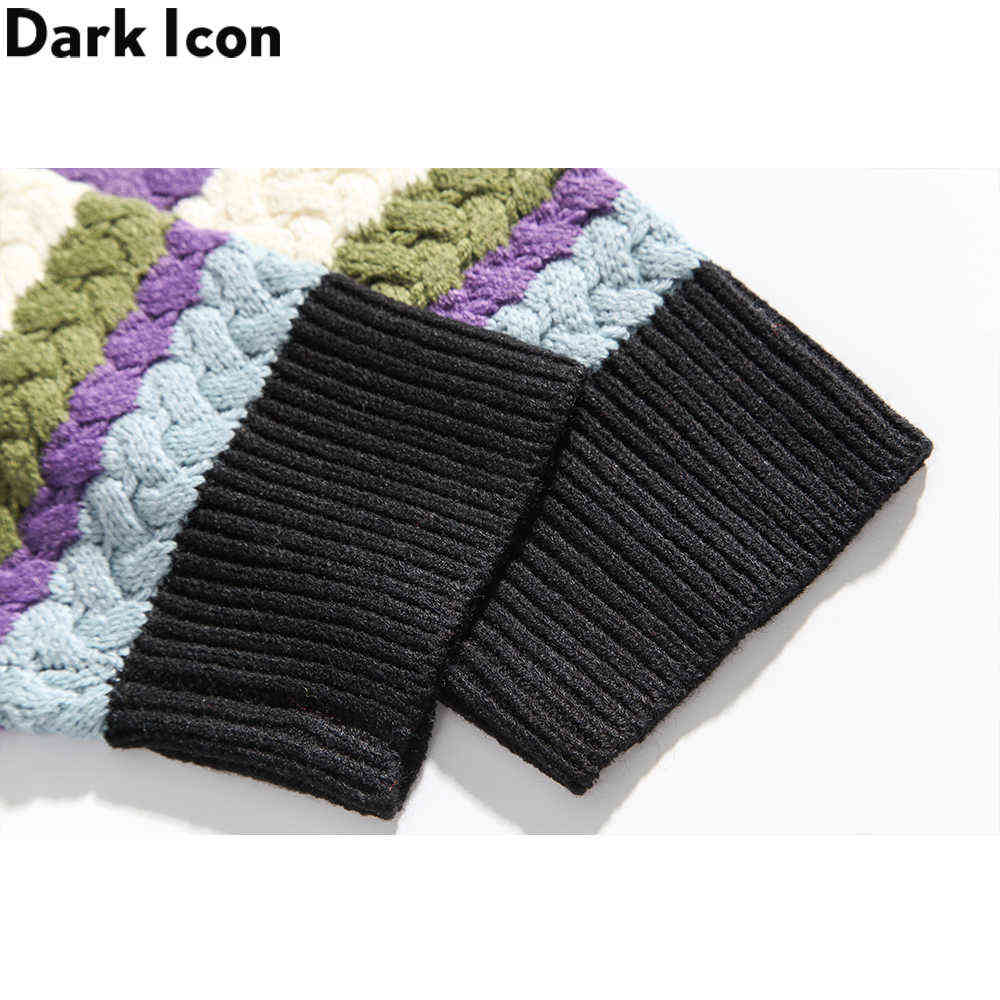 Striped Floral Embroidery Men's Sweater Students Boy Girl Sweaters Preppy Style Couple Sweater 210603