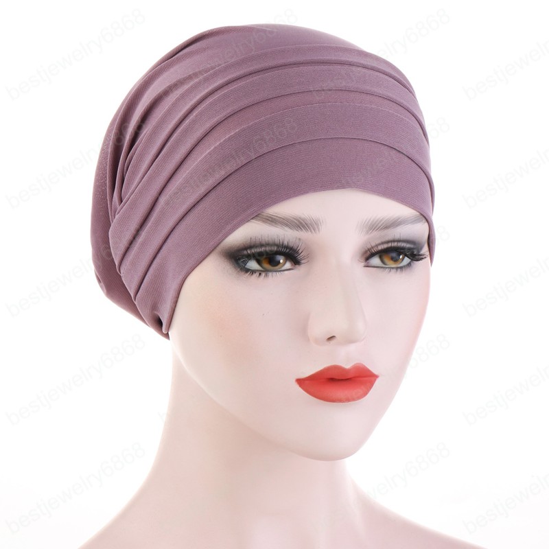 Women Stretchy Turban Hat Head Wrap Cotton Hijab Cap Solid Soft Headscarf New Fashion Muslim Scarf Muslim Turban for Women