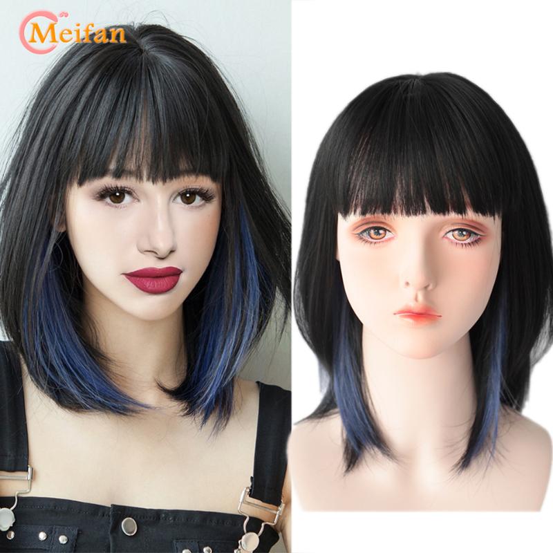 Synthetic Wigs MEIFAN Short Bob Cosplay Anime Wig With Bangs For Women Black Highlight Blue Daily Natural False Hair, Ak01-2-33
Synthetic Wigs MEIFAN Short Bob Cosplay Anime Wig With Bangs For Women Black Highlight Blue Daily Natural False Hair, Ak01-2-33