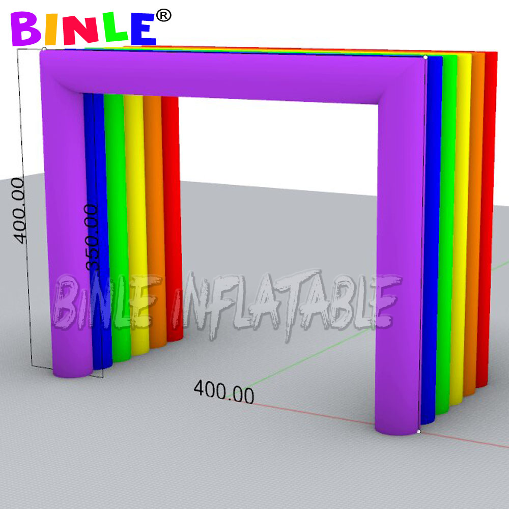 Custom Colorful Square Inflatable Rainbow Arch With Blower Advertising Archway Entrance Tunnel For Birthday Party Decoration