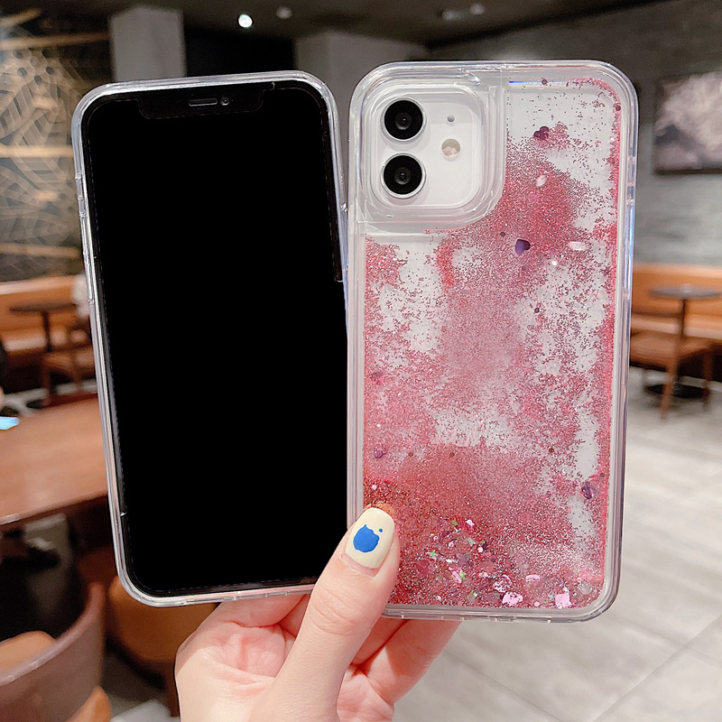 Fashion Quicksand Soft TPU Cases For Iphone 16 15 14 Pro MAX 13 12 11 XR XS X 8 7 6 5 Plus Stars Liquid Starry Bling Glitter Heart Love Floating Clear