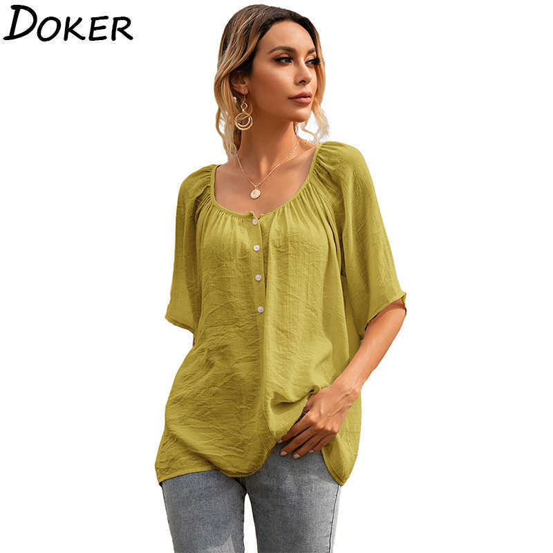 Summer Pleated Square Collar Short Sleeve Shirt Women Solid Color Button Casual Loose Tops Basic Ladies Blouse 210604, Orange
Summer Pleated Square Collar Short Sleeve Shirt Women Solid Color Button Casual Loose Tops Basic Ladies Blouse 210604, Orange