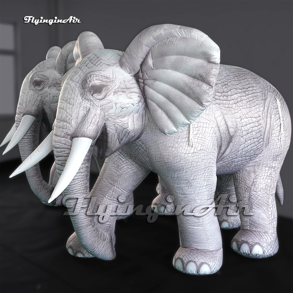 Customized Real Inflatable Elephant 2m Animal Mascot Model Blow Up White Elephant For Parade Show