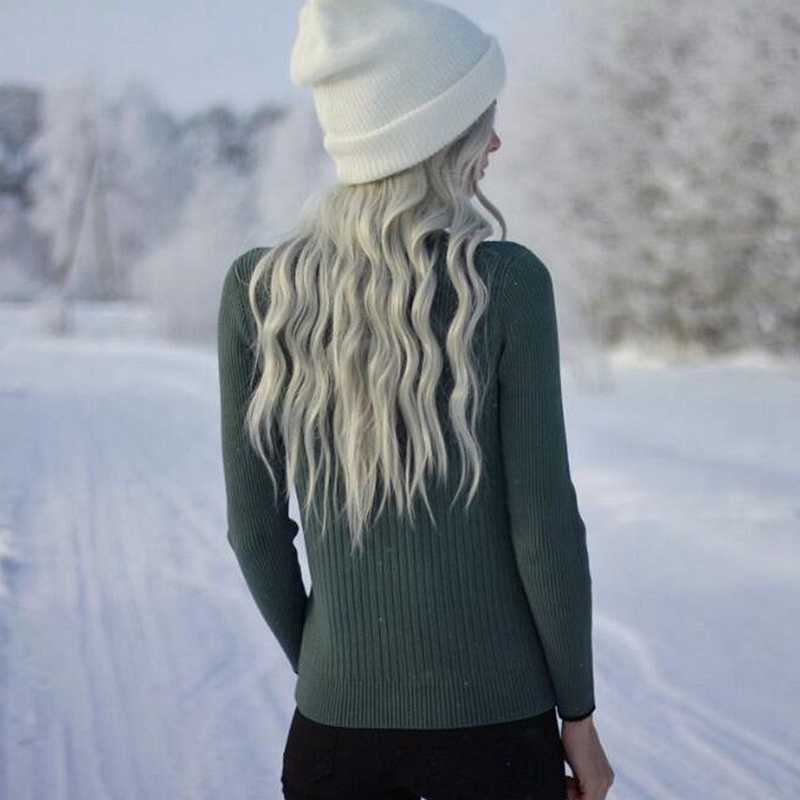 BYGOUBY Botton Fashion Women Autumn Winter Warm Sweater Thick Knitted Pullover Jumper Top Female Slime Rib Sweater 210918