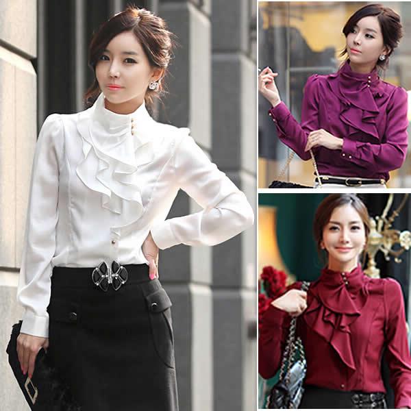 Women's Blouses & Shirts Chiffon Women Tops Elegant Ruffle Ladies Blouse Long Sleeve Formal Shirt Clothing Feminine, Purple
Women's Blouses & Shirts Chiffon Women Tops Elegant Ruffle Ladies Blouse Long Sleeve Formal Shirt Clothing Feminine, Purple