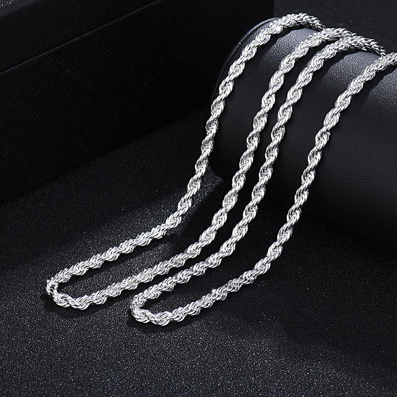 Chains 925 Sterling Silver 16/18/20/22/24 Inch 4mm Twisted Rope Chain Necklace For Women Man Fashion Wedding Charm Jewelry
Chains 925 Sterling Silver 16/18/20/22/24 Inch 4mm Twisted Rope Chain Necklace For Women Man Fashion Wedding Charm Jewelry