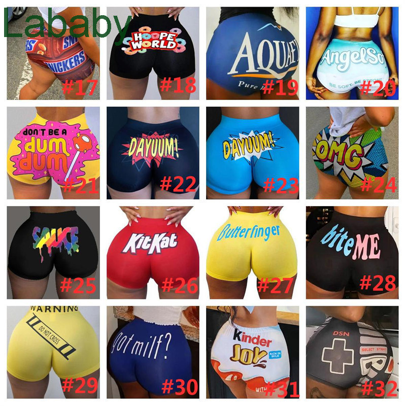

Summer Snack Shorts Women Breathable Booty Bodycon Mini Gushers Snack Booty Yoga Short Pants Candy Shorts Skinny Fast Shipping 103 Styles, Mix order(please mark the color)