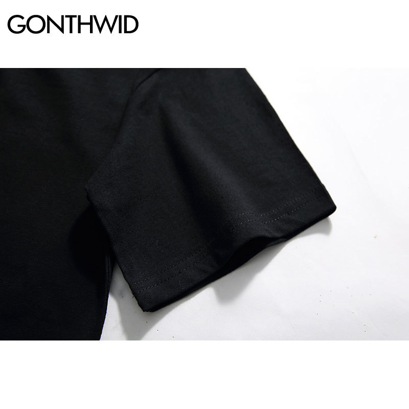 GONTHWID Casual Cotton Solid Tshirts Men Women Hip Hop Crewneck Short Sleeve Blank Streetwear Tops Tees Summer Male T Shirts 3XL 210225